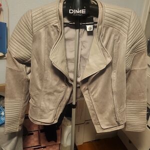 DECJUBA Light Gray Leather Jacket